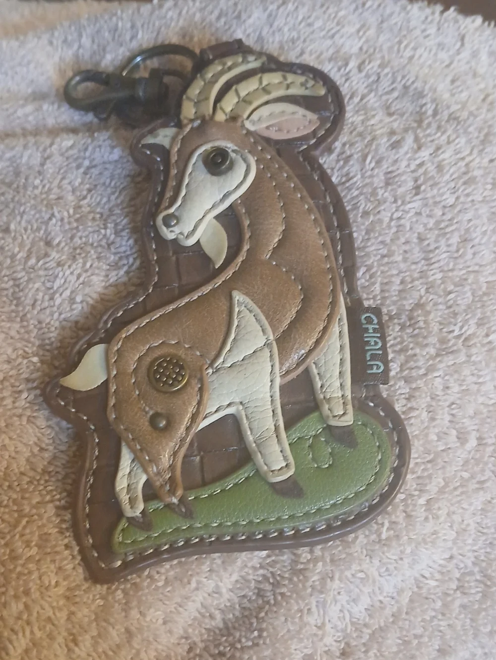 Chala Handbags Goat Key Fob, which also functions as a small coin purse.